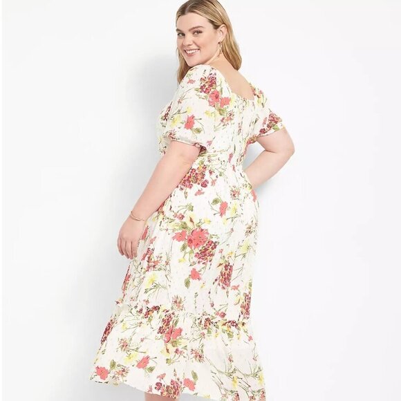 Women's Floral Fairy Boho Cottagecore Peasant Tiered Midi Dress Plus Curvy Sz16 - Picture 2 of 16